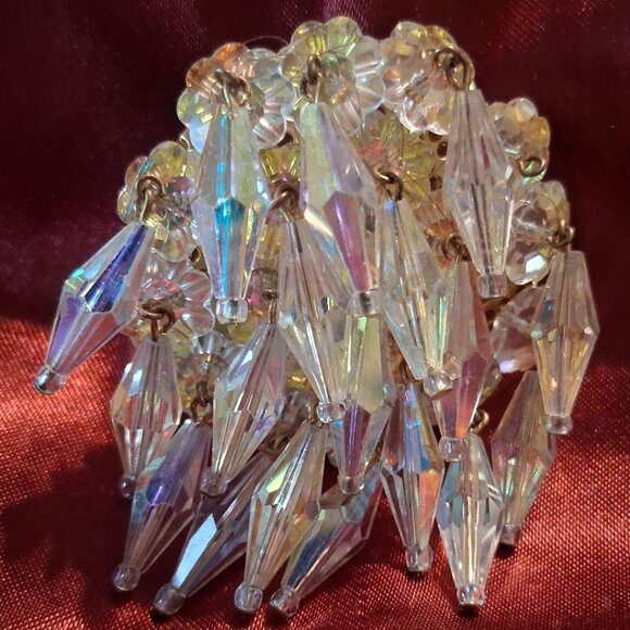 Vintage Crystal AB ChaCha Dangling Waterfall Brooch - Picture 1 of 4